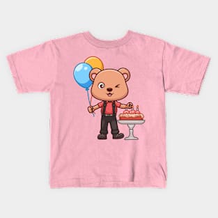 Birthday Bear Cute Cartoon Kids T-Shirt